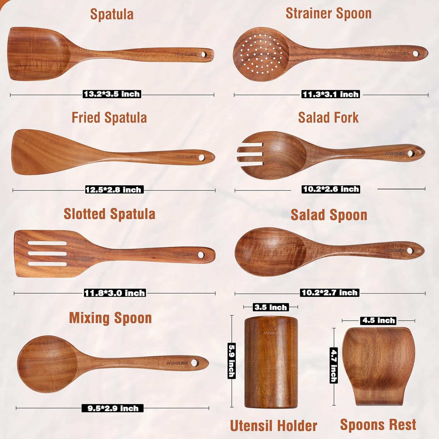 Acacia Wood Kitchen Utensil Set