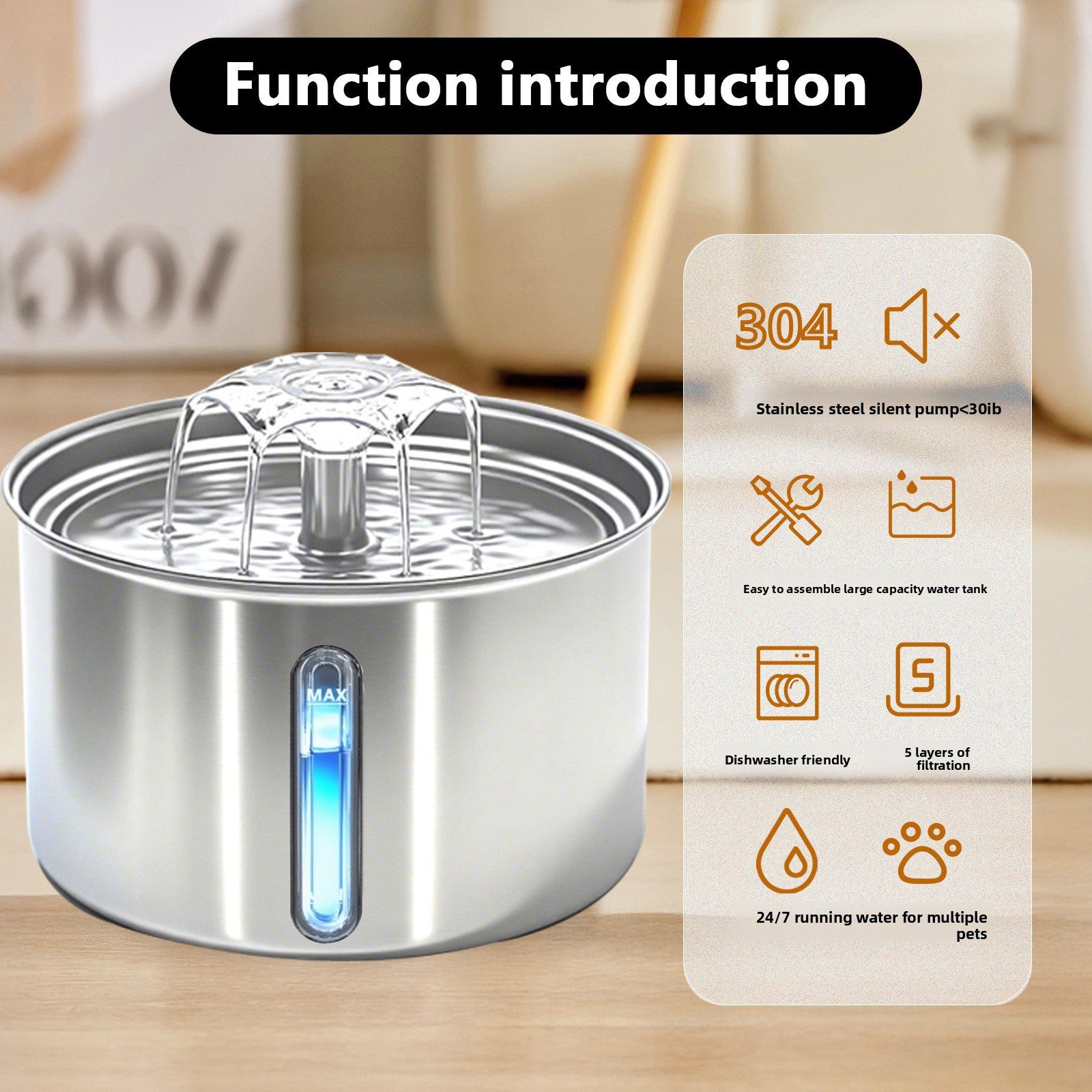 Automatic Stainless Steel Pet Water Fountain